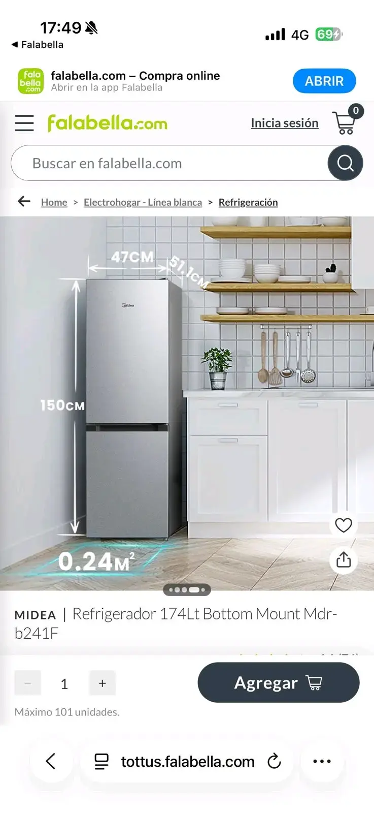 Refrigerador MIDEA 174Lt Plateado - 1