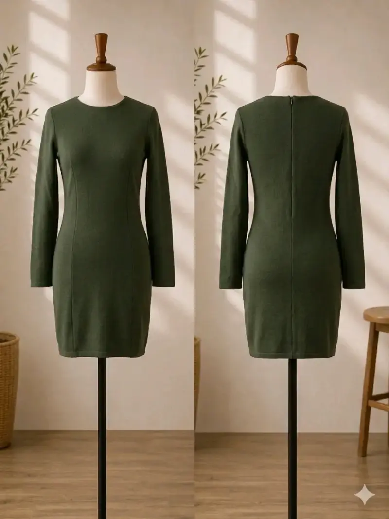 Vestido ajustado verde olivo