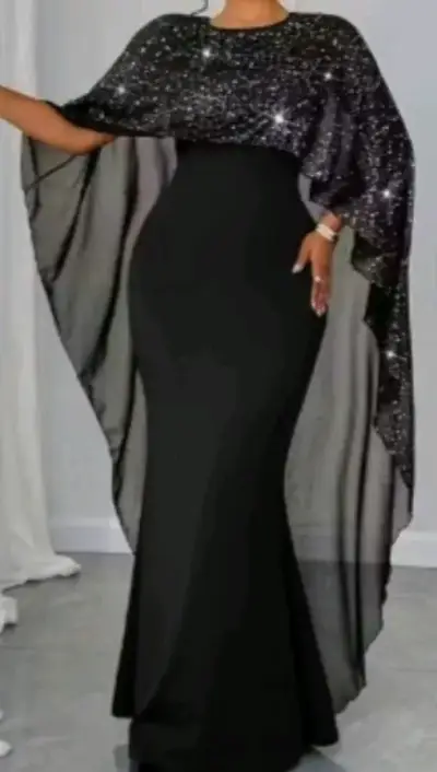 Vestido largo negro elegante - miniatura 1
