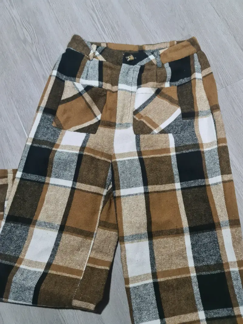 Pantalones de cuadros marrones - 1