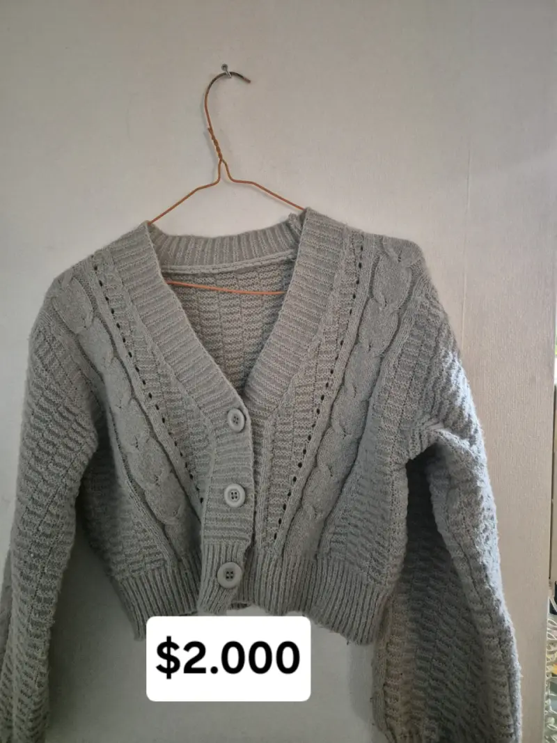 Suéter verde/gris tejido - 2