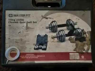 Set de mancuerna cromada 15kg Masterfit - miniatura 1