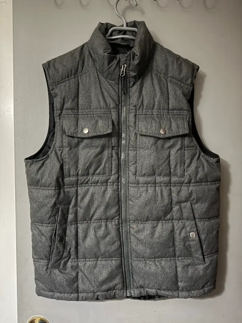 Parka acolchado gris sin mangas - 1