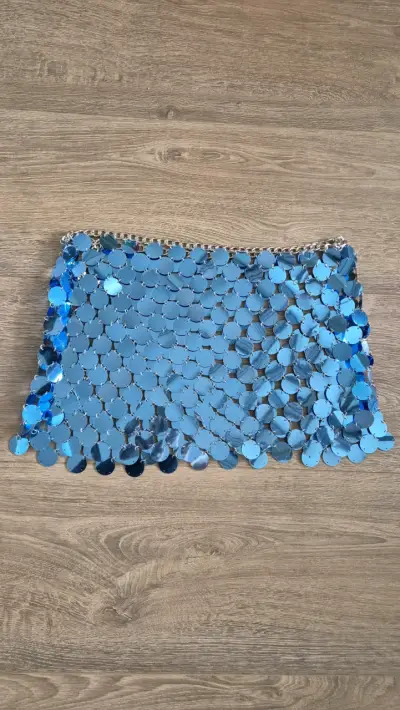Mini falda de lentejuelas azul - miniatura 1