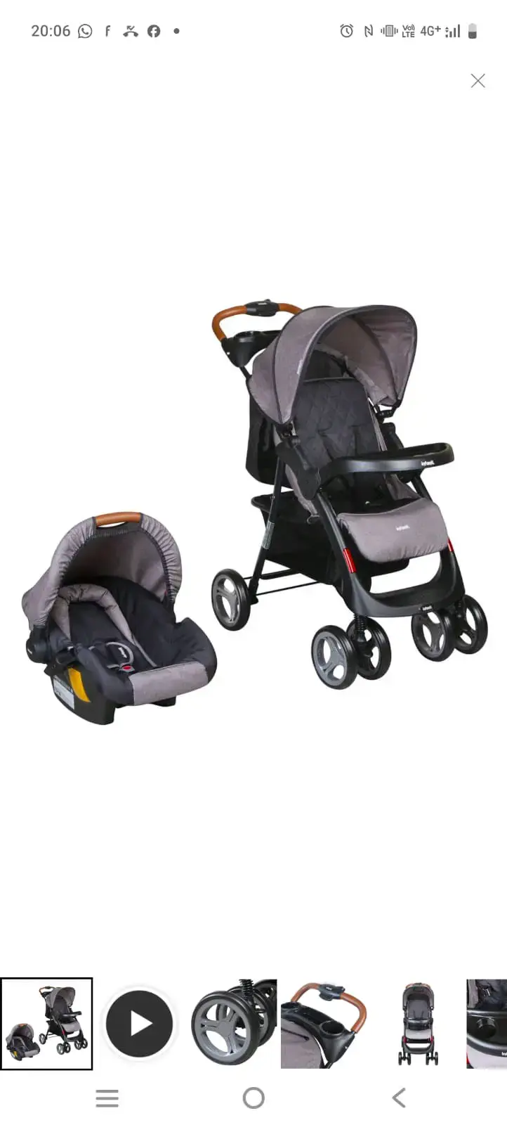 Coche y silla de auto gris - 1