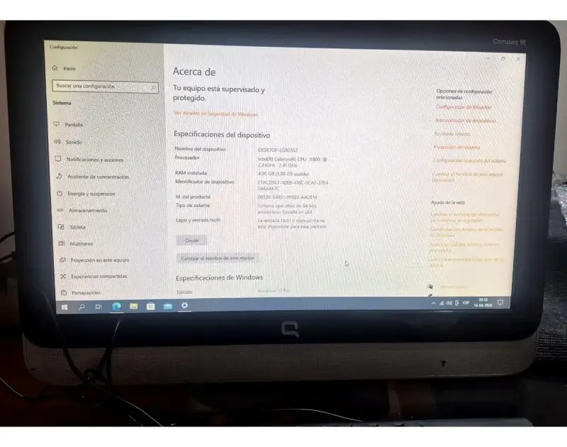 Computador All In One Compaq 18 Celeron 4gb W10 - 3
