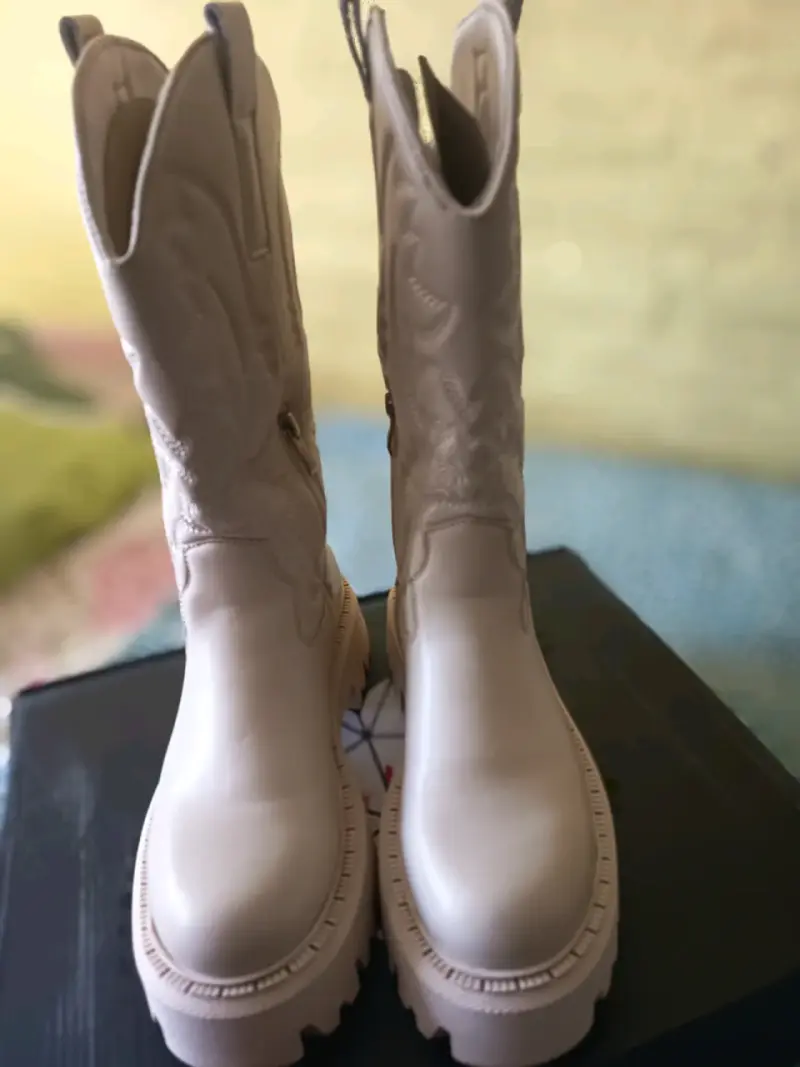 Botas beige estilo vaquero cmoran - 2