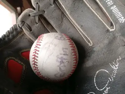 ⚾ GUANTE VINTAGE DE BÉISBOL + PELOTA AUTOGRAFIADA - miniatura 5