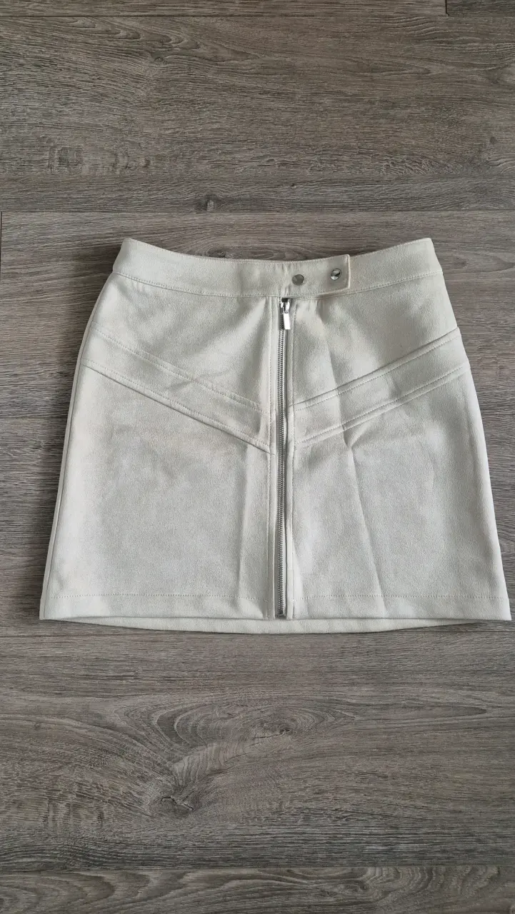 Mini falda beige con cierre - 1
