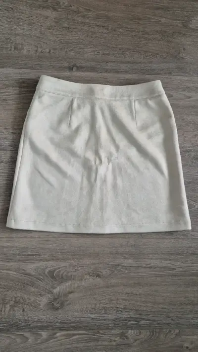 Mini falda beige con cierre - miniatura 4