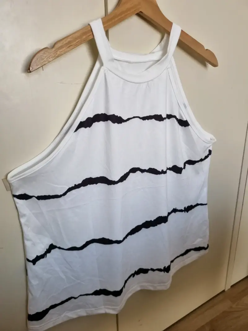 Polera sin mangas blanca con rayas - 2