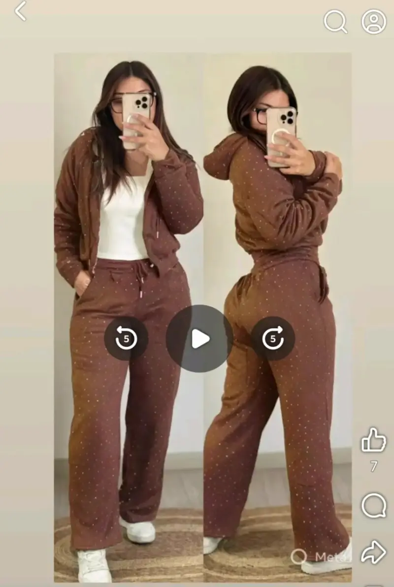 Conjunto buzo marrón con capucha