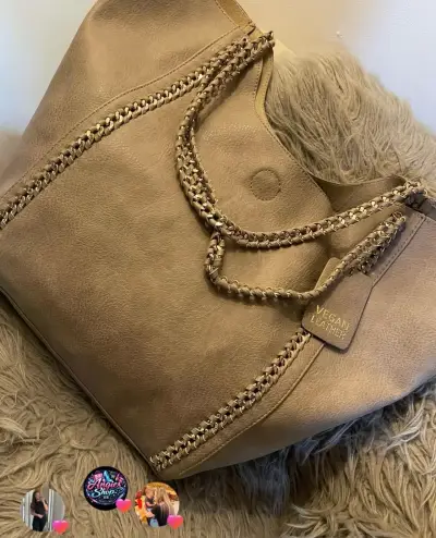 Bolso de cuero vegano beige - miniatura 1