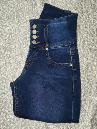 Jeans azul oscuro elegantes mujer - miniatura 1