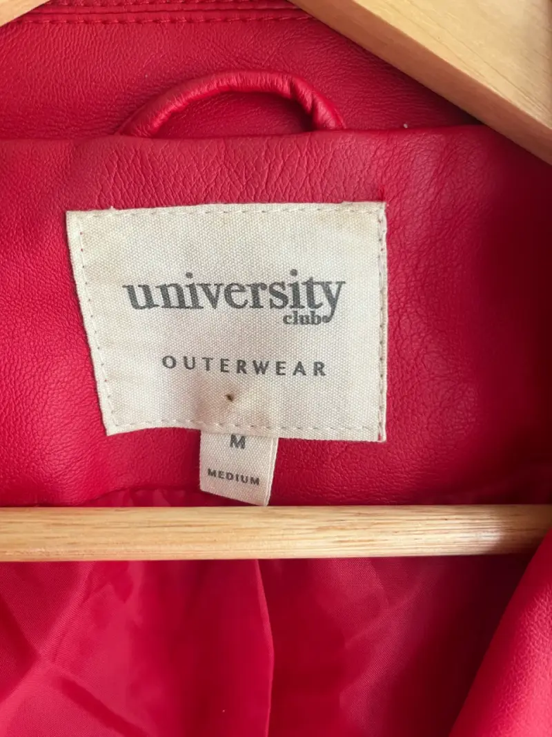 Chaqueta de cuero roja estilo biker - 2