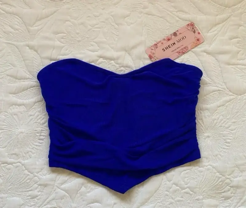 Top strapless azul SHEIN