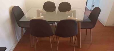 Por Mudanza Mesa de vidrio con seis sillas - miniatura 1