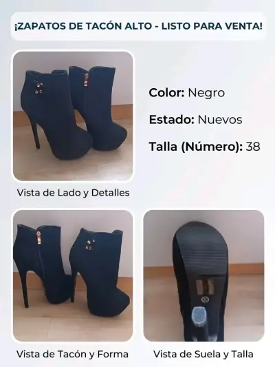 Título: Zapatos de Tacón Alto Negros – ¡NUEVOS! - miniatura 1