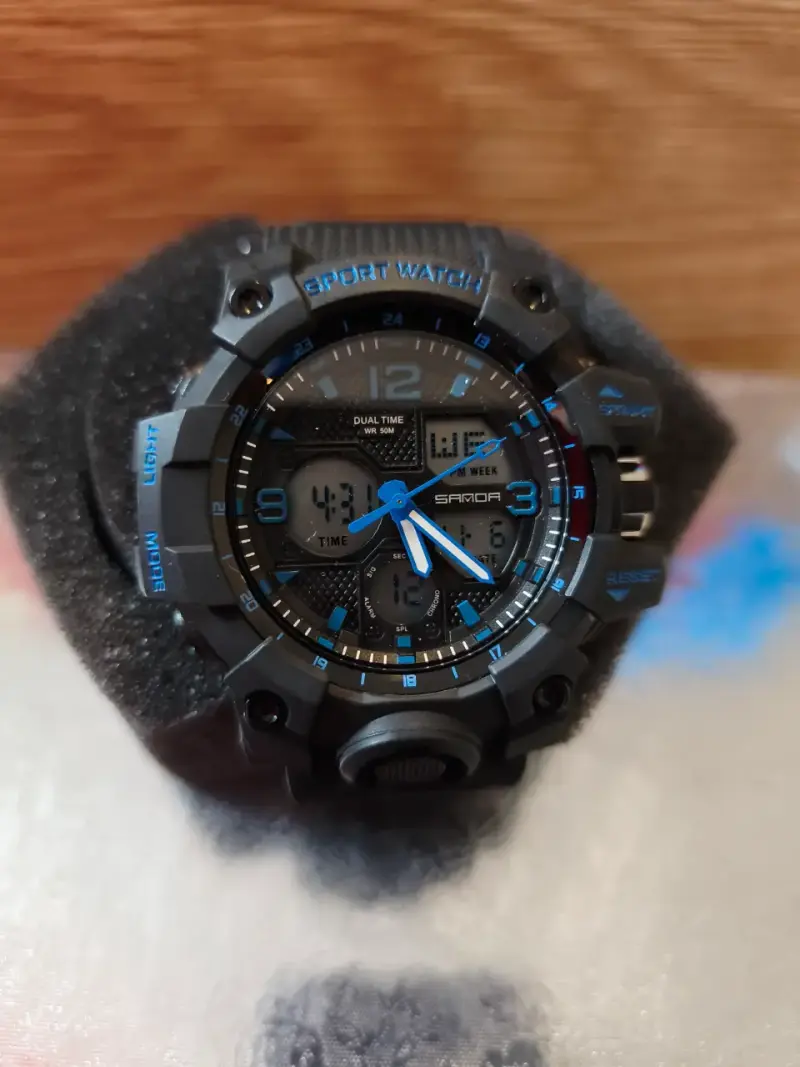 Reloj deportivo negro y azul marca sanda - 3