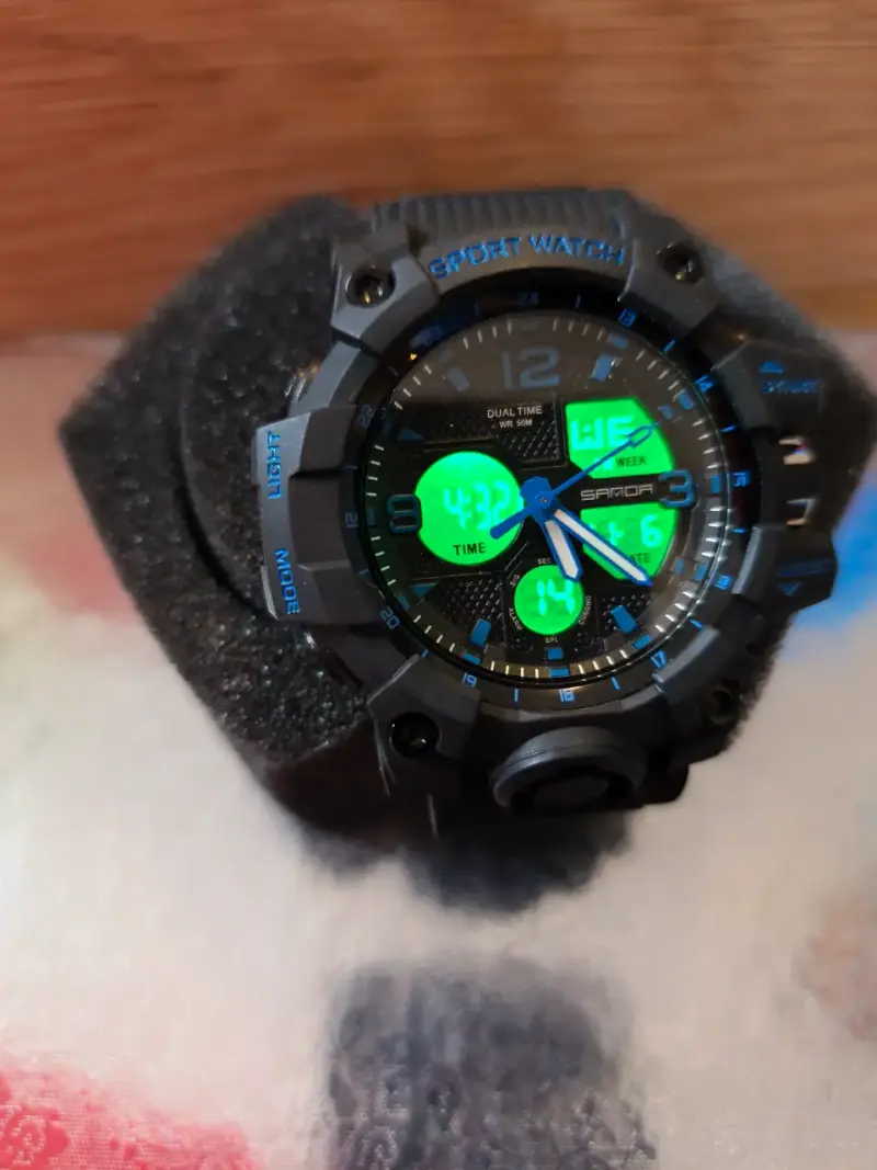 Reloj deportivo negro y azul marca sanda - 6