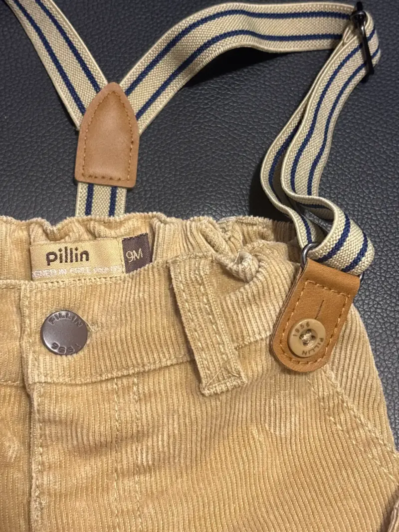 Pantalón niño con tirantes beige - 2