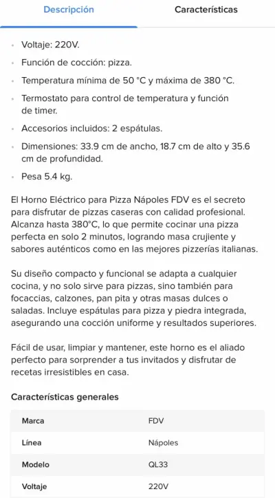 Horno eléctrico para pizza FDV - miniatura 3
