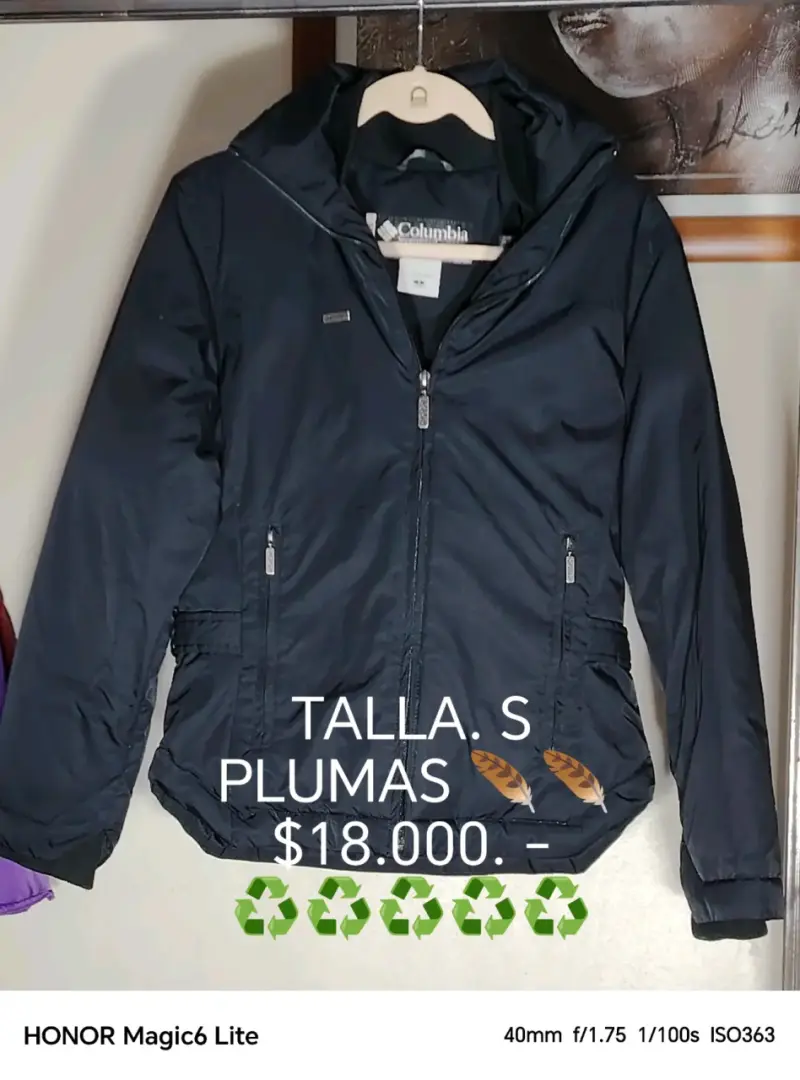 Chaqueta plumas negra talla S