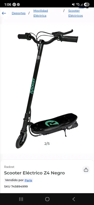 Scooter Eléctrico Radost Z4 Negro - miniatura 1