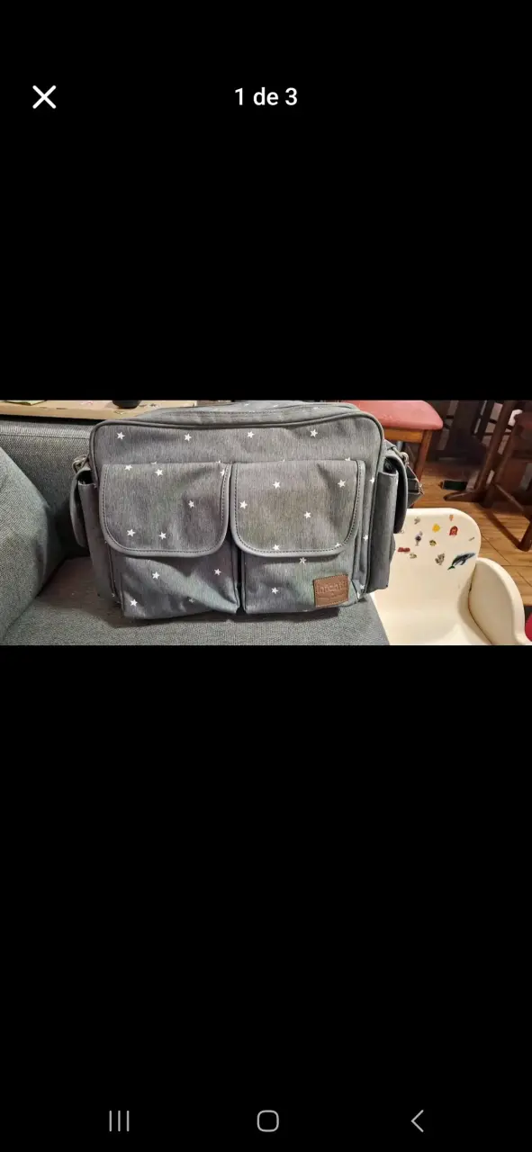 Bolso pañalero gris con estrellas - 1