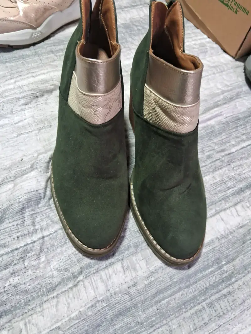 Botines verde militar y dorados - 1