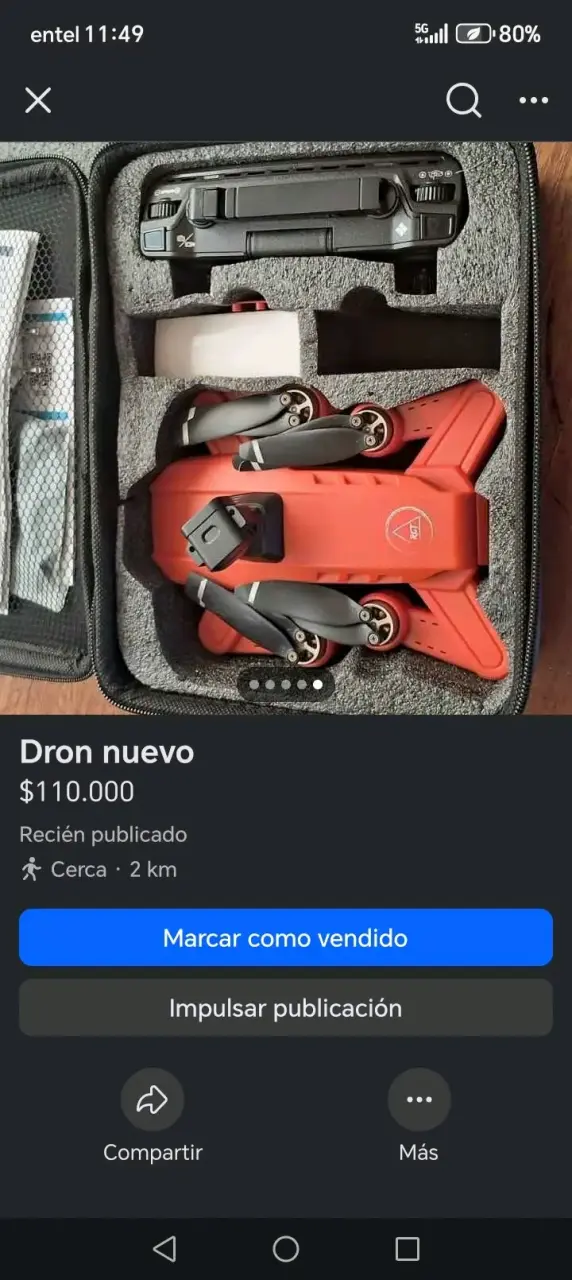 Drone plegable rojo con estuche - 2