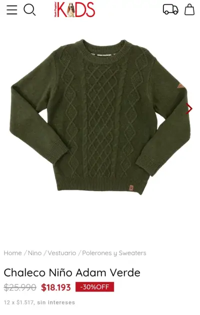 Suéter ADAM verde Hush Puppies niños - miniatura 2