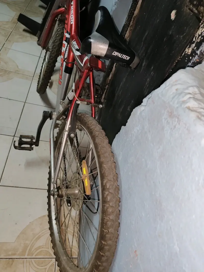 Bicicleta Opaltech roja y plateada - 2