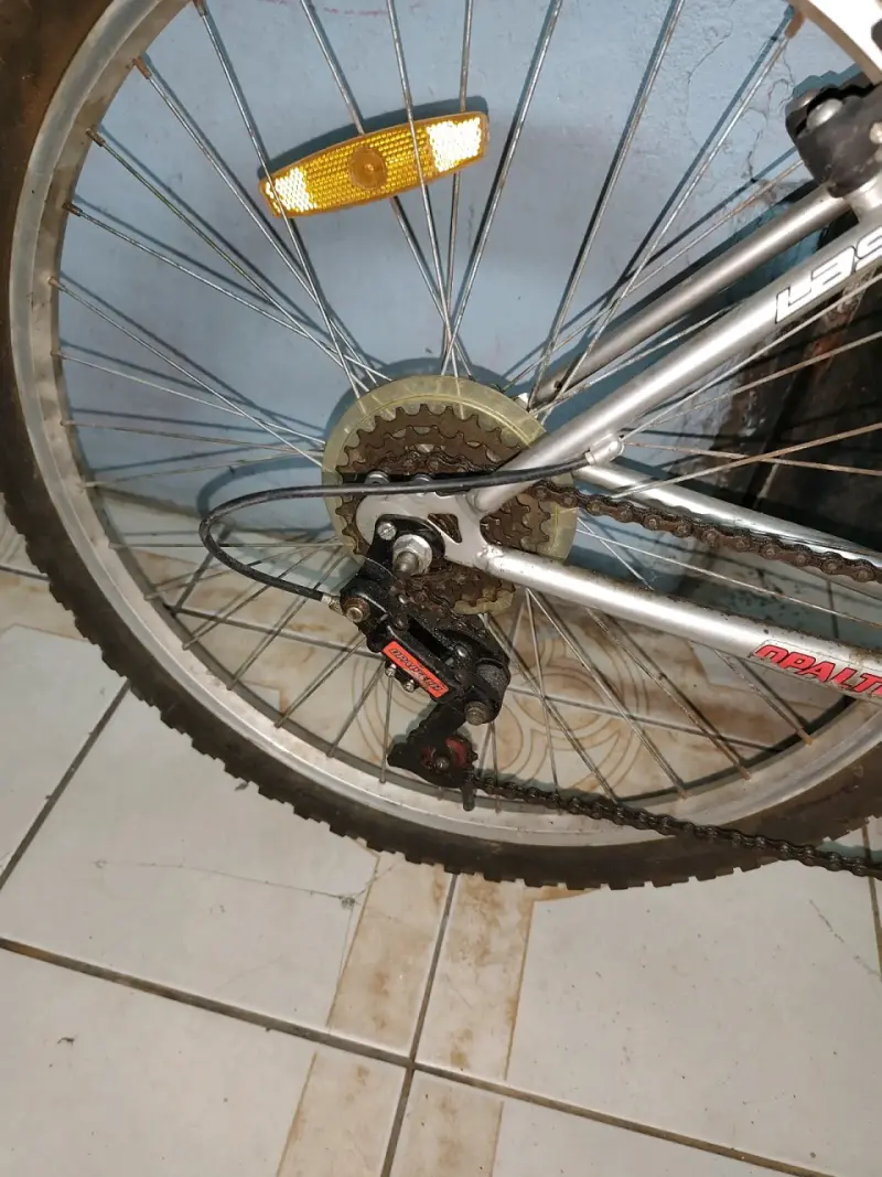 Bicicleta Opaltech roja y plateada - 5