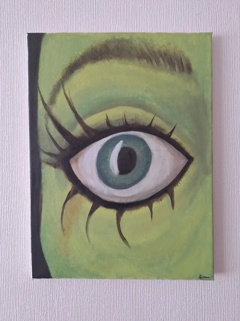 Cuadro ojo verde en lienzo