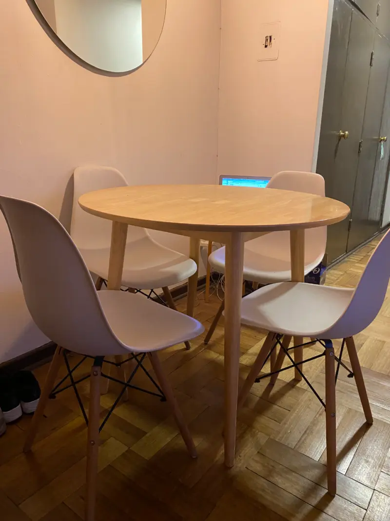 Juego de comedor redondo de madera