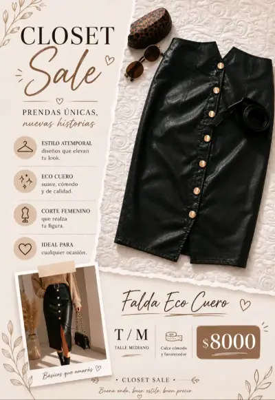 Falda eco cuero negra - miniatura 1