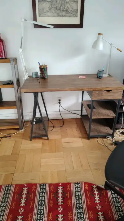 Escritorio de madera estilo industrial - miniatura 2