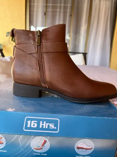 Botines cuero marrón con cremallera - miniatura 1