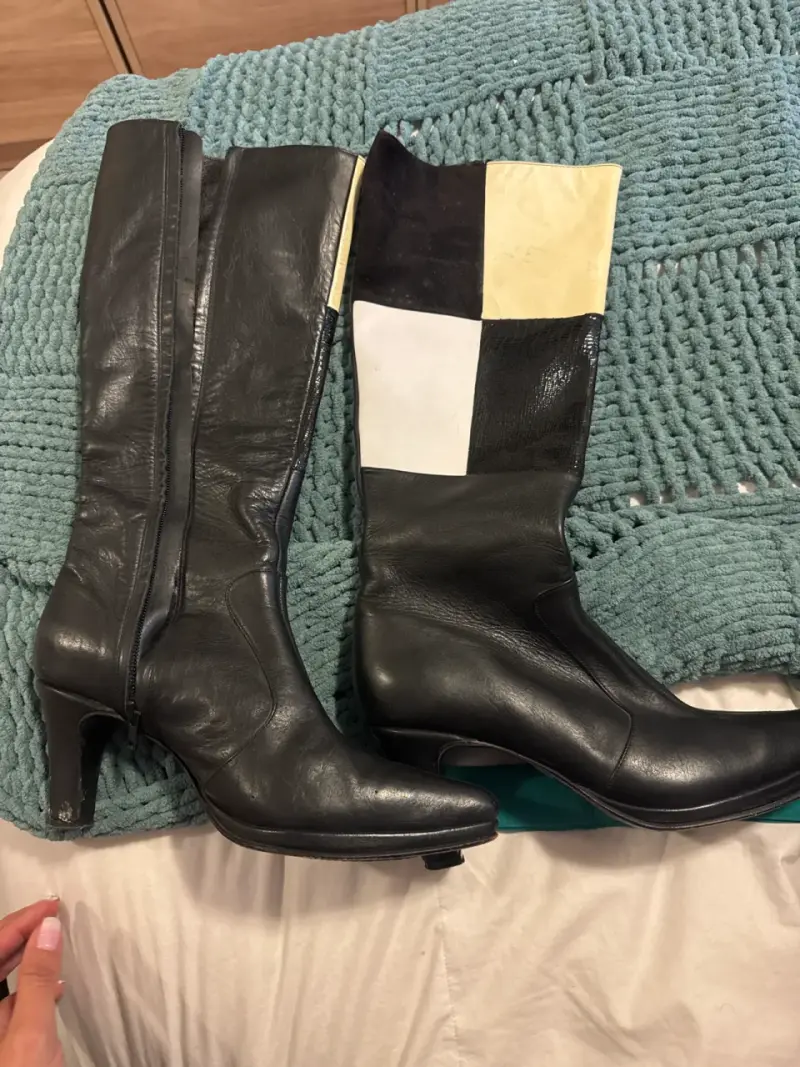 Botas de cuero negro con tacón - 2
