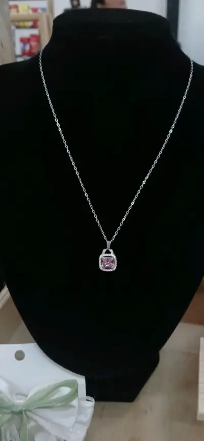 Collar con dije brillante de plata 925 - miniatura 1