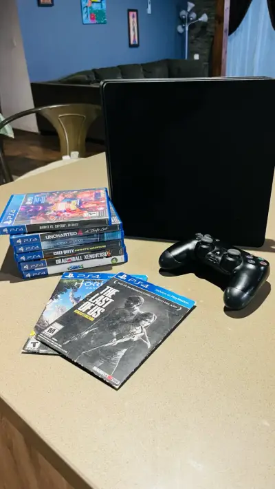 PlayStation 4 + mando y 8 juegos. - miniatura 1