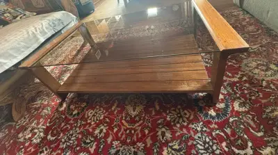 Mesa de centro de madera y vidrio - miniatura 2