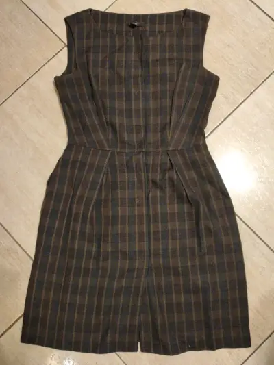 Vestido a cuadros marrón - miniatura 1