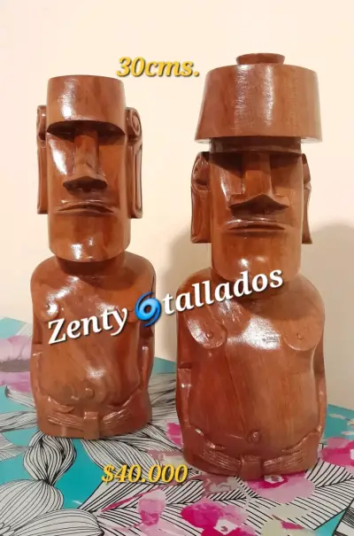 Moai Tallado Madera Nativa 25cms. - miniatura 5