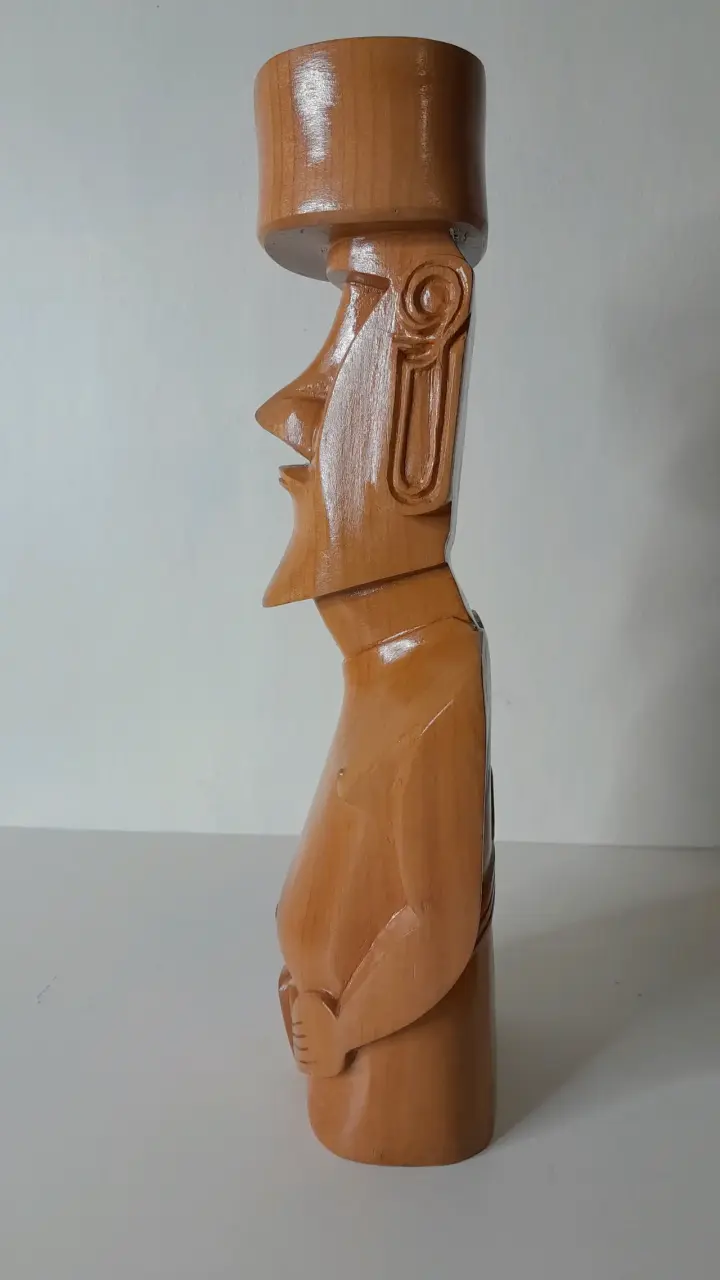 Moai Tallado Madera Nativa - 3