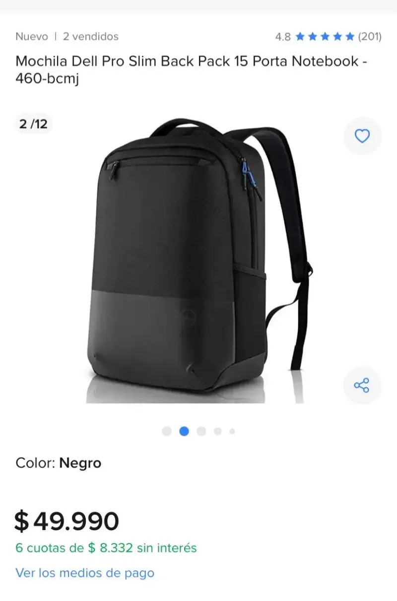 Mochila negra para laptop DELL - 4