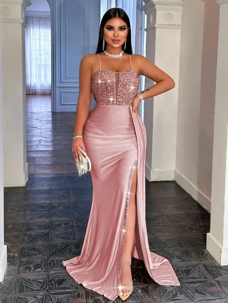 Vestido largo de fiesta rosado