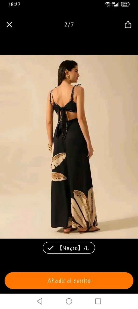 Vestido negro con estampado floral - 2