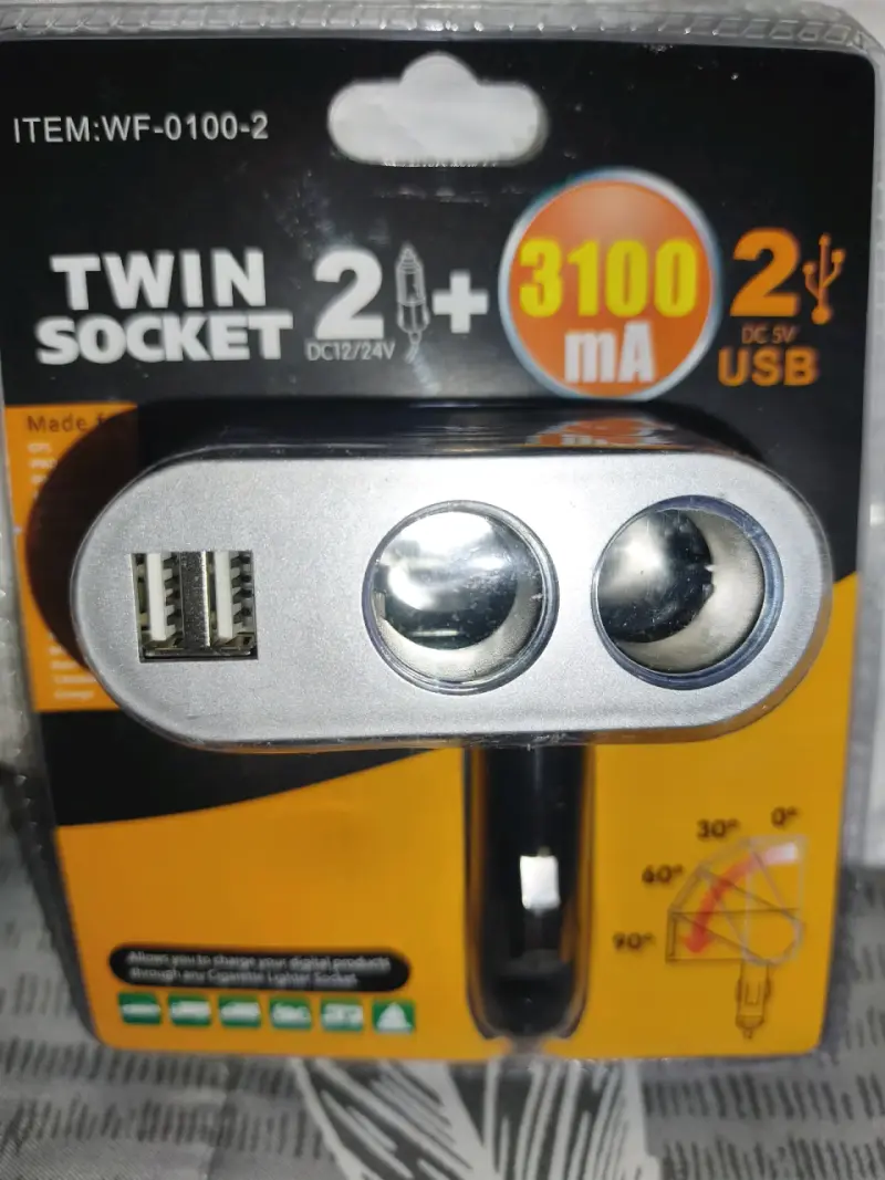 Adaptador de encendedor doble USB para auto - 1